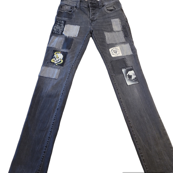 True Religion Other - True Religion Rocco Relaxed Skinny Jeans Size 31 Black/Patches/Embroidery